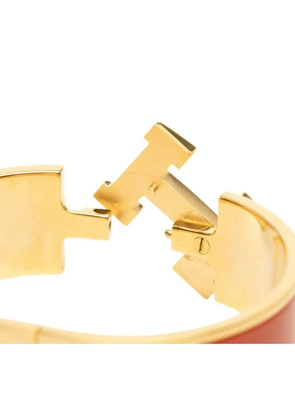 Hermes Clic Clac PM Bracelet Gold Orange Plated Enamel